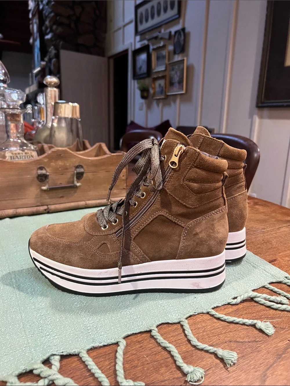 Nero Giardini Italian Suede Platform Sneakers